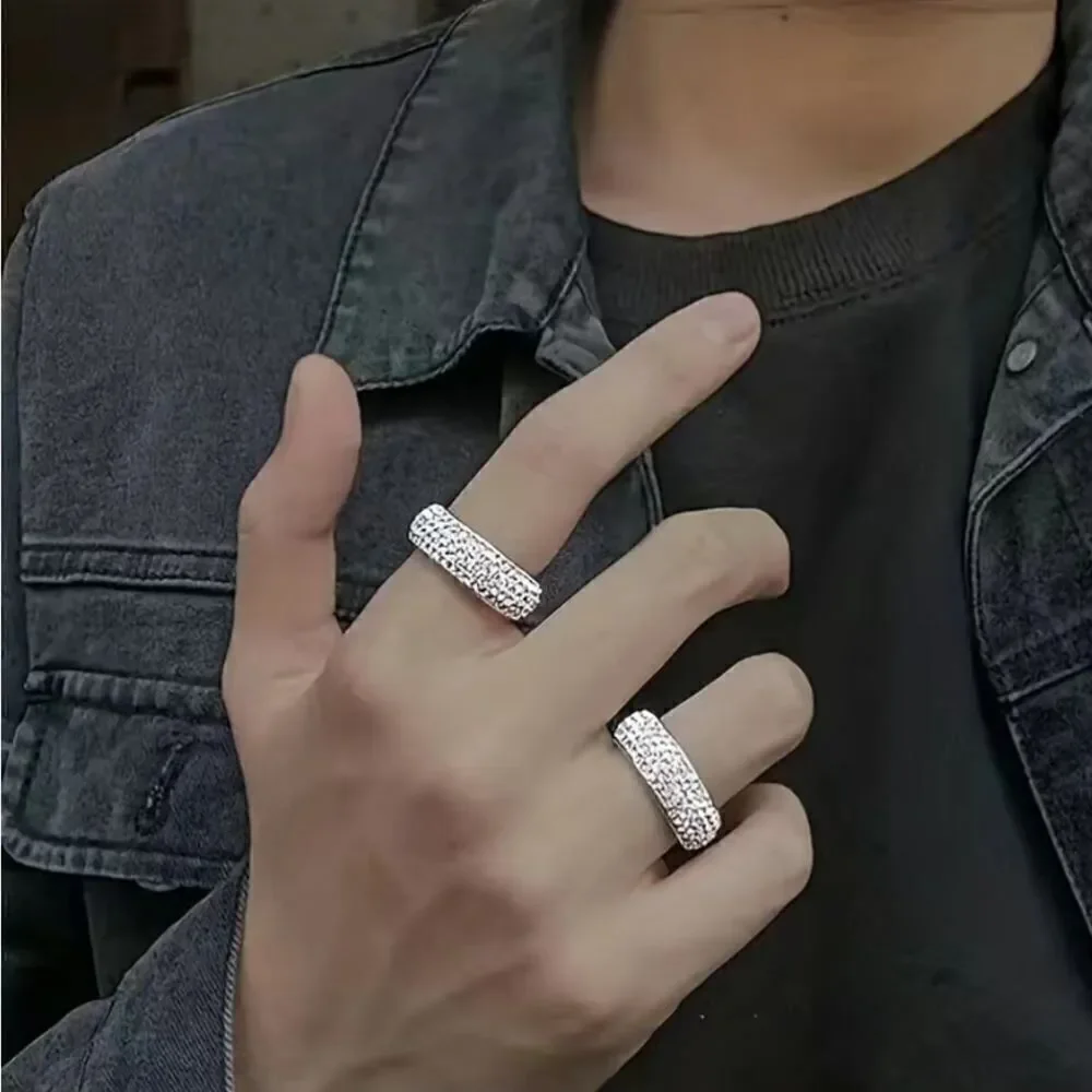 Titanium Ring with Mini Rhinestones - Elegance and Durability
